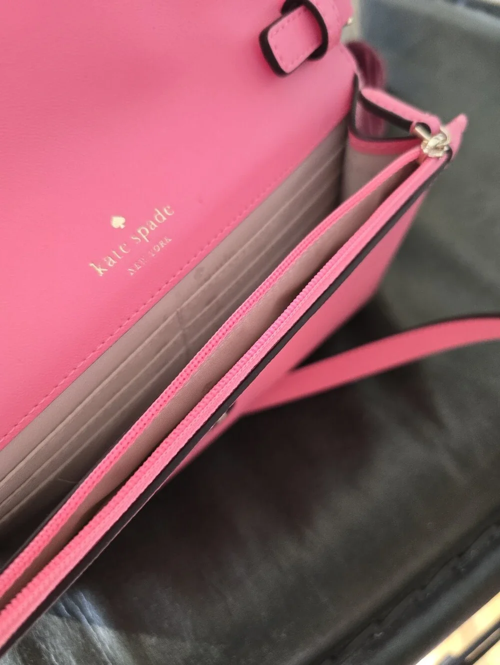 Kate Spade New York Pink Saffiano Leather Crossbody Wallet NWOT
